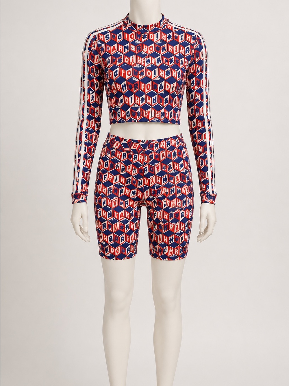 Farm Rio x adidas XS Matching Set Biker Shorts Crop Top Like New
